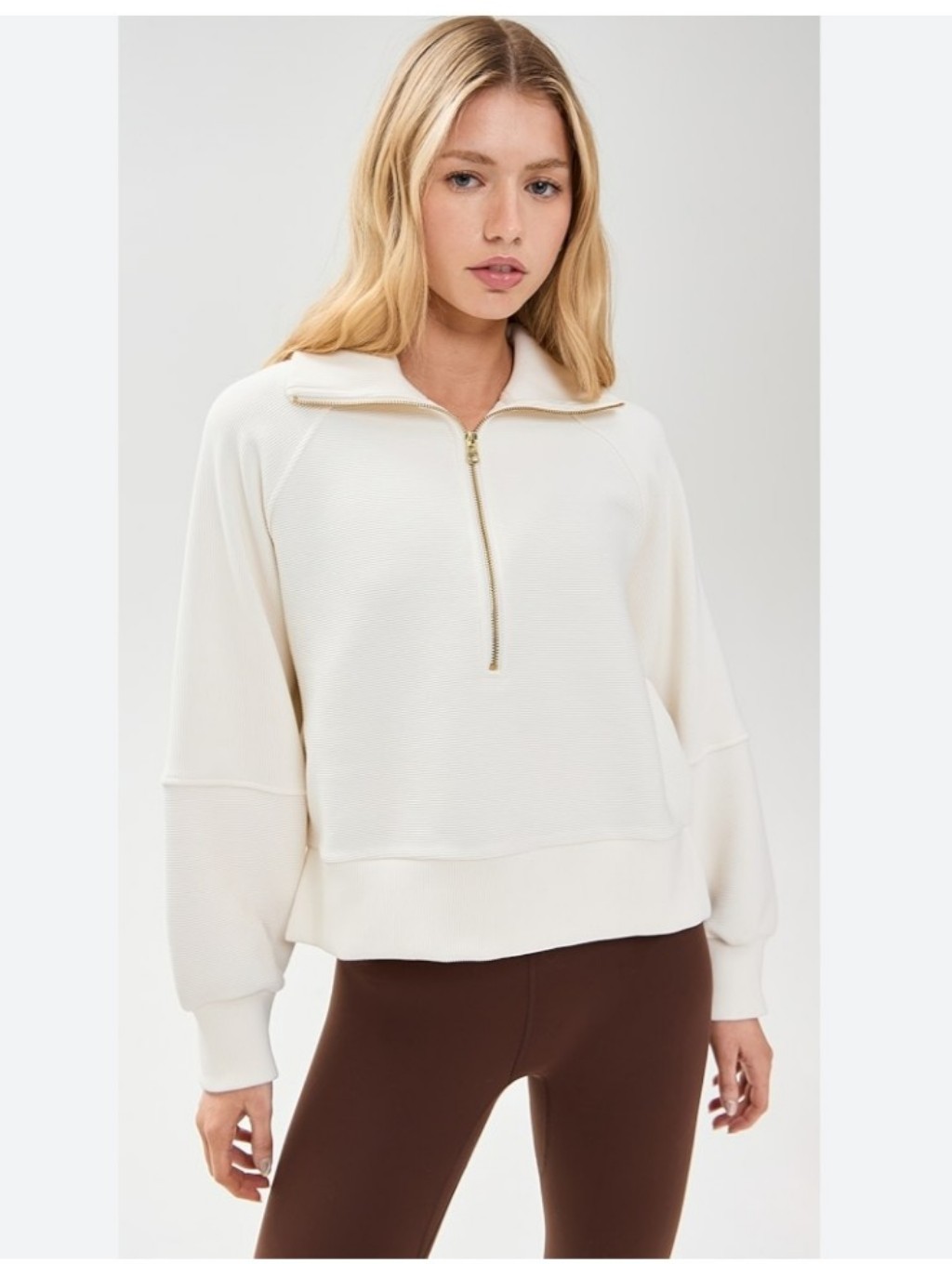 Varley Ramona Half Zip Ribbed Sweatshirt In Ottoman S Nwt